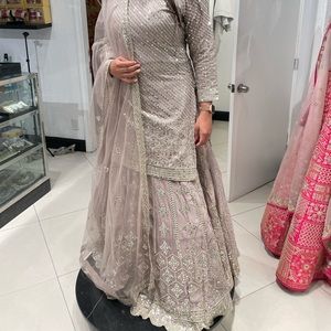 Lavender/ Dusty Purple Lehnga with Long Kameez (Indian Gown)